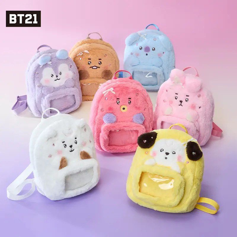 Anime Merchandise For Girls - BT21 cartoon cute plush doll backpack