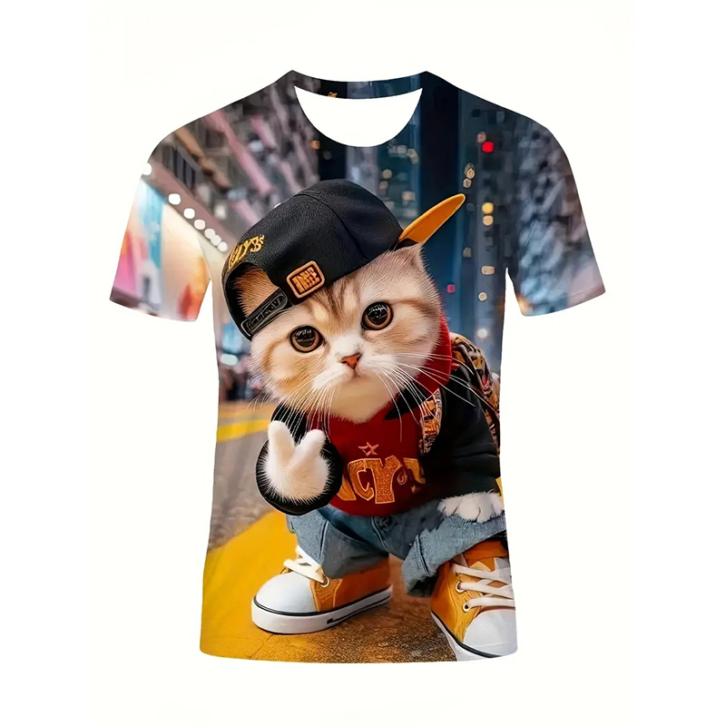 Cat Pattern Funny T-shirt Men' - Popular Anime Merchandise recension och pris