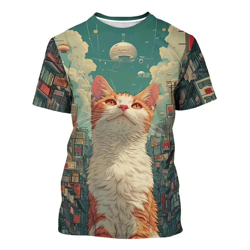Cat Pattern Funny T-shirt Men' - Popular Anime Merchandise recension och pris